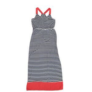 Charming Charlie blue and white stipe maxi dress women's size Large